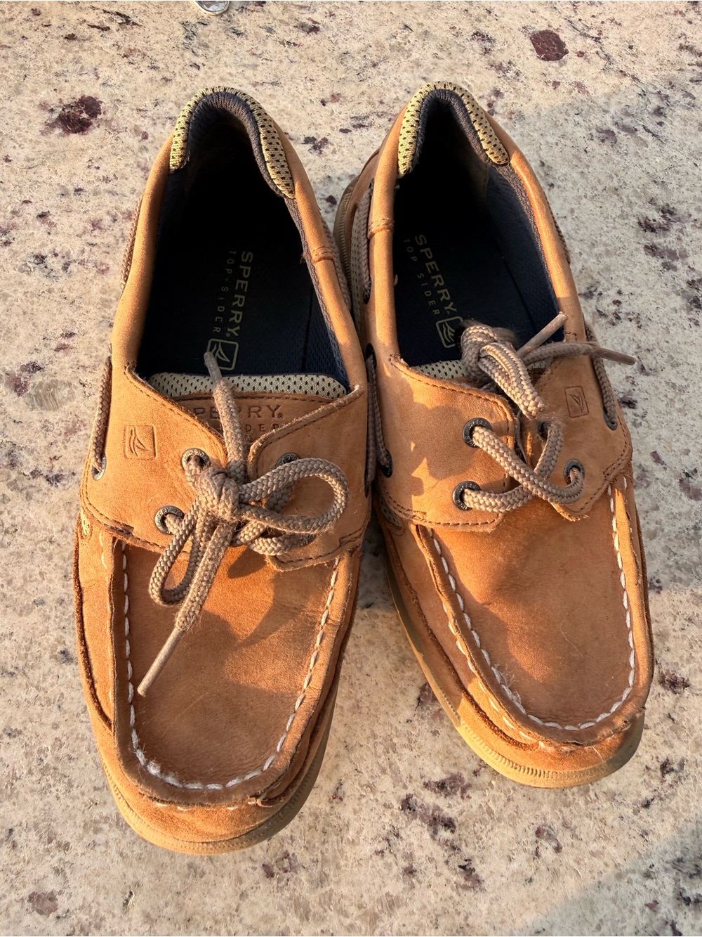 Sperry Tan Suede Kids' Boat Shoes with Lace-Up Detail